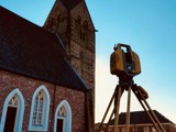 3d laserscan bij een kerkgebouw.