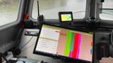 Multibeamscan op het scherm in de surveyboot.